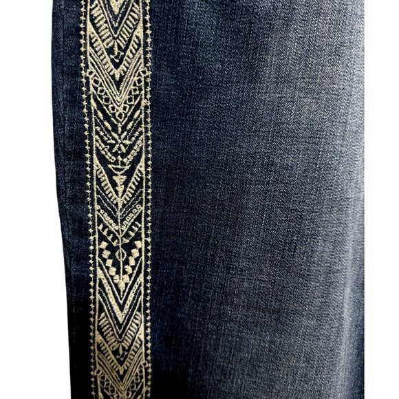 Womens Denim High-Rise Straight Leg Ankle Jeans 16 Embroidered Boho Est.1946 - Picture 3 of 6